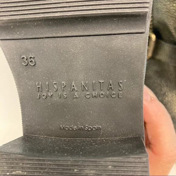 HISPANITAS Sz 6 Via Moto Leather Ankle Boots Green Gold Booties - Picture 11 of 16